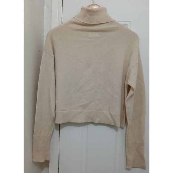 Sablyn cashmere sweater womens large 100% cashmere crew mockneck beige - Picture 4 of 7
